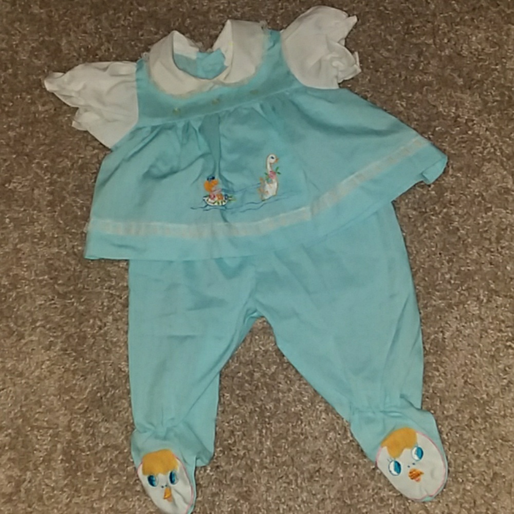 Vintage blue shirt and pant set 0-3m